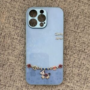 🆕 Blue Phone 16 pro max Case with decorative design